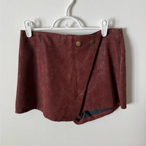 We The Free Deep Maroon Faux Suede Skort